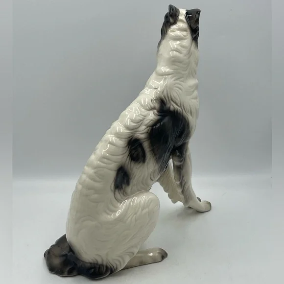 Cuernavaca Mexico Hand Painted Ceramic Borzoi Russian Wolfhound Dog Sculpture